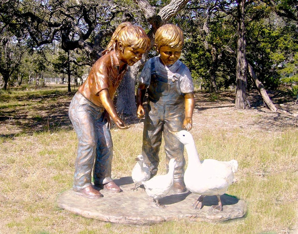Lucky Ducks (Boy & Girl) | Marianne Caroselli | Sculpture-Exposures International Gallery of Fine Art - Sedona AZ
