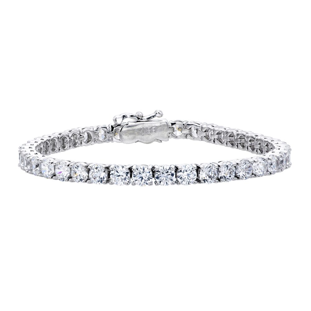"Silver 4mm Classic Tennis Bracelet with Double Security Clasp