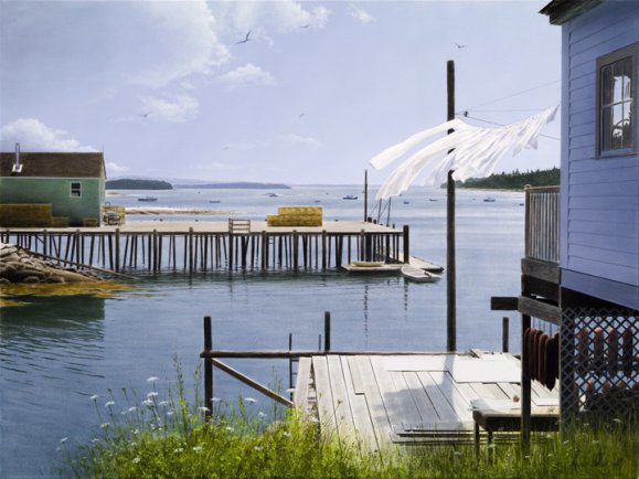 Noon At Stonnington Harbor | Alexander Volkov | Painting-Exposures International Gallery of Fine Art - Sedona AZ