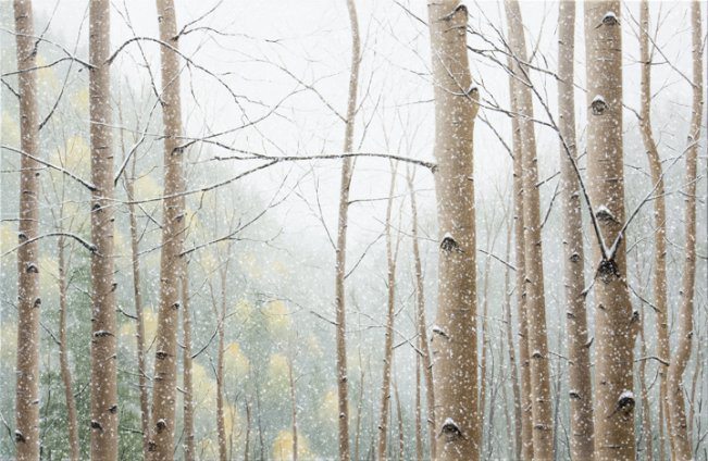 Snow Falling on Aspens | Alexander Volkov | Painting-Exposures International Gallery of Fine Art - Sedona AZ