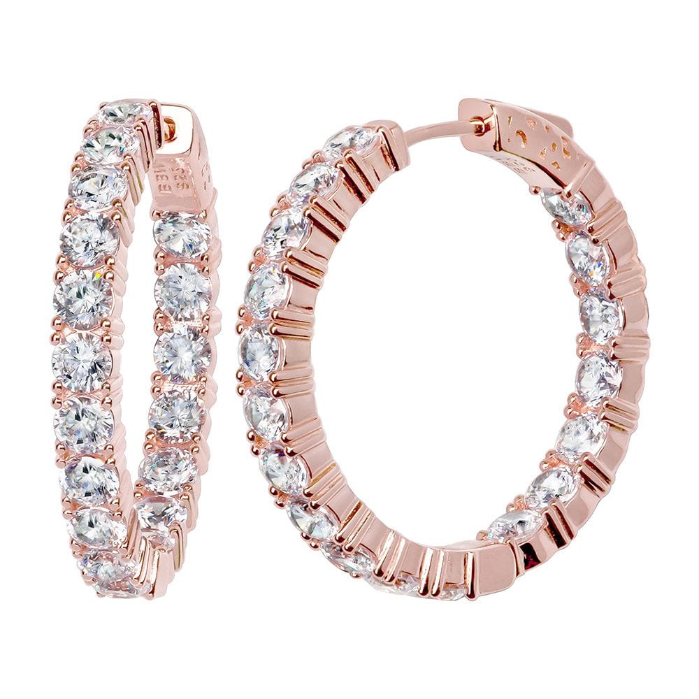 18 KGP Rose Gold 1.25" 4mm Double Sided In and Out Couture Hoops | Bling By Wilkening | Jewelry-Exposures International Gallery of Fine Art - Sedona AZ
