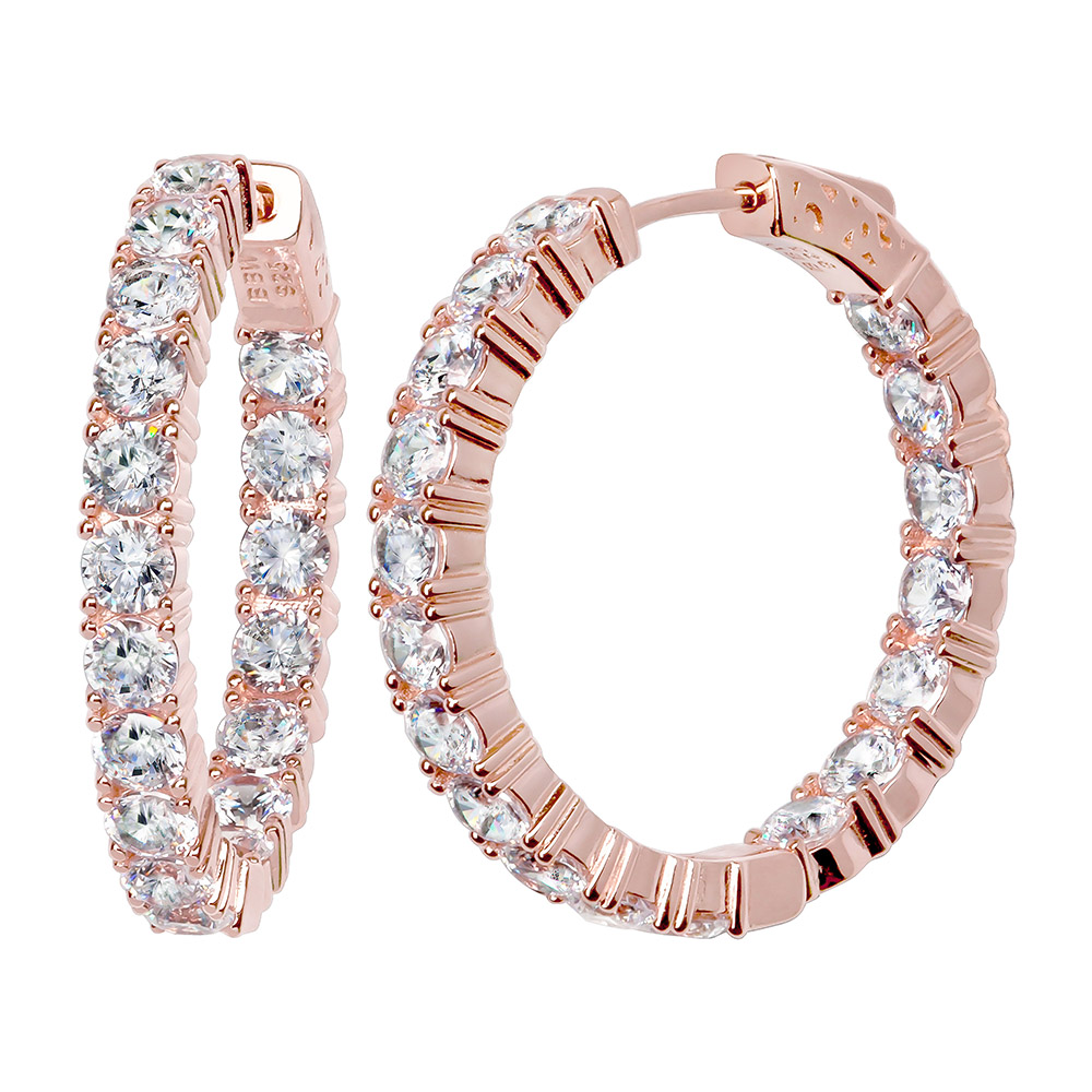 “18 KGP Rose Gold 1.25″ 4mm Double Sided In and Out Couture Hoops ...