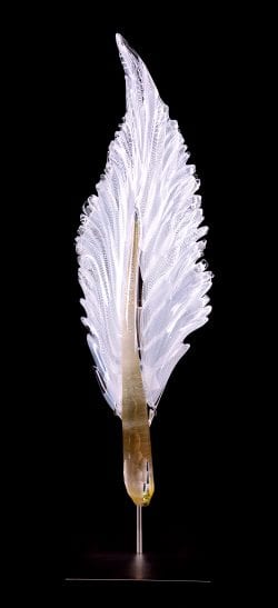 Alabaster White Dragon Stem Feather | Nic McGuire | Sculpture-Exposures International Gallery of Fine Art - Sedona AZ