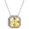 Sterling Silver Fancy Light Yellow 3 Carat Asscher Cut Necklace with Halo and 18 KGP Prongs | Bling By Wilkening | Jewelry-Exposures International Gallery of Fine Art - Sedona AZ