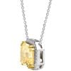 Sterling Silver Fancy Light Yellow 3 Carat Asscher Cut Necklace with Halo and 18 KGP Prongs | Bling By Wilkening | Jewelry-Exposures International Gallery of Fine Art - Sedona AZ