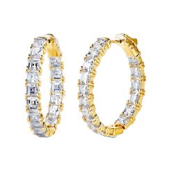 18 KGP 1.25” Asscher Cut Oval Couture Hoops | Bling By Wilkening | Jewelry-Exposures International Gallery of Fine Art - Sedona AZ