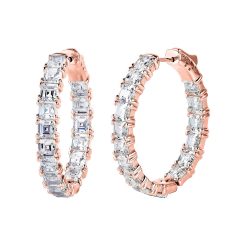 18 KGP Rose Gold 1.25” Asscher Cut Oval Couture Hoops | Bling By Wilkening | Jewelry-Exposures International Gallery of Fine Art - Sedona AZ