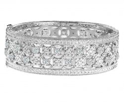 Silver Clear Florentine Cuff with Perimeter Stones | Bling By Wilkening | Jewelry-Exposures International Gallery of Fine Art - Sedona AZ