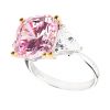 Sterling Silver Fancy Light Pink Radiant Cushion & Clear Trillion Ring with 18 KGP Prongs | Bling By Wilkening | Jewelry-Exposures International Gallery of Fine Art - Sedona AZ