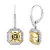 Sterling Silver Fancy Light Yellow Asscher Cut Drops with 18 KGP Prongs & Stone Detailing on Back | Bling By Wilkening | Jewelry-Exposures International Gallery of Fine Art - Sedona AZ