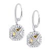 Sterling Silver Fancy Light Yellow Asscher Cut Drops with 18 KGP Prongs & Stone Detailing on Back | Bling By Wilkening | Jewelry-Exposures International Gallery of Fine Art - Sedona AZ