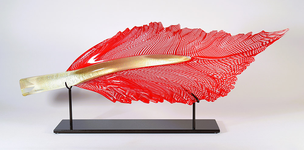 Horizontal Feather Red Charmaine | Nic McGuire | Sculpture-Exposures International Gallery of Fine Art - Sedona AZ