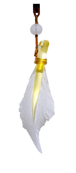 White Latticino with White Bead Hanging Feather | Nic McGuire | Sculpture-Exposures International Gallery of Fine Art - Sedona AZ