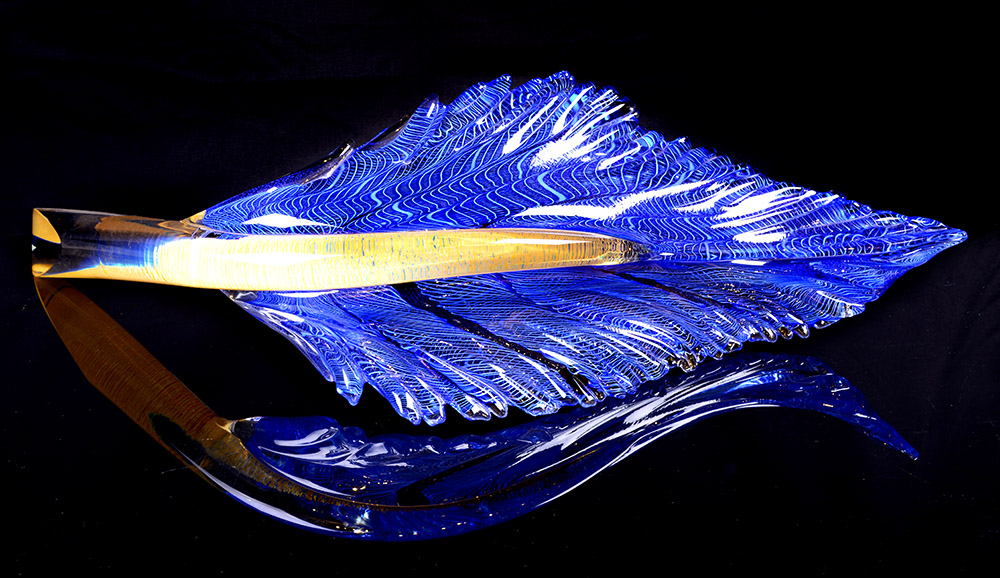 Electric Cobalt Blue Resting Feather | Nic McGuire | Sculpture-Exposures International Gallery of Fine Art - Sedona AZ