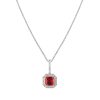 Sterling Garnet Hued Asscher Cut Pendant on 18" Sterling Silver 1.1.mm Round Wheat Chain | Bling By Wilkening | Jewelry-Exposures International Gallery of Fine Art - Sedona AZ
