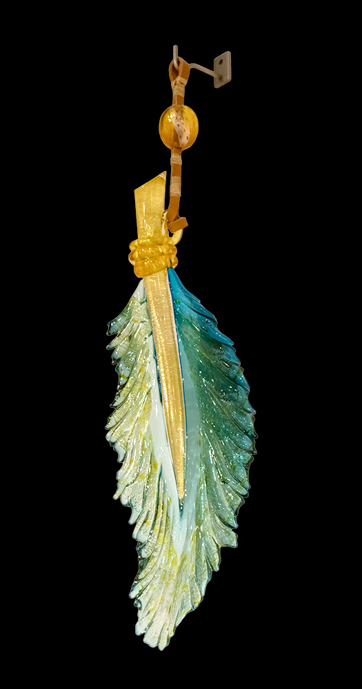 Lagoon Blue Hanging Feather | Nic McGuire | Sculpture-Exposures International Gallery of Fine Art - Sedona AZ