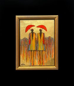 Two Women in the Rain | September McGee | Painting-Exposures International Gallery of Fine Art - Sedona AZ