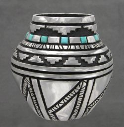 Turquoise Pot - 2102E93 | Fred Ortiz | Sculpture-Exposures International Gallery of Fine Art - Sedona AZ