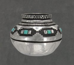 Turquoise Pot - 2102E94 | Fred Ortiz | Sculpture-Exposures International Gallery of Fine Art - Sedona AZ