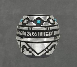 Turquoise Pot - 2102E95 | Fred Ortiz | Sculpture-Exposures International Gallery of Fine Art - Sedona AZ