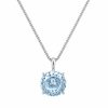 Haute Couture Composers Collection Round 6 Carat Centurion Cut Aquamarine-Hued Pendant on Sterling 1.1mm Round Wheat Chain