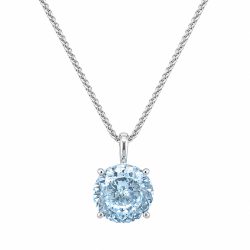 Haute Couture Composers Collection Round 6 Carat Centurion Cut Aquamarine-Hued Pendant on Sterling 1.1mm Round Wheat Chain