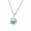 Haute Couture Composers Collection Round 6 Carat Centurion Cut Aquamarine-Hued Pendant on Sterling 1.1mm Round Wheat Chain