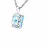 Haute Couture Composers Collection Radiant Crushed Ice Cut 24 Carat Fancy Light Blue Pendant on Sterling 1.5mm Adjustable Diamond Cut Wheat Chain