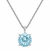 Haute Couture Composers Collection Round 11 Carat Centurion Cut Aquamarine-Hued Pendant on Sterling 1.1mm Round Wheat Chain | Bling By Wilkening | Jewelry-Exposures International Gallery of Fine Art - Sedona AZ