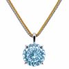 Haute Couture Composers Collection Round 17 Carat Centurion Cut Aquamarine-Hued Pendant on 2 Chains: Sterling and 18KGP 1.1mm Round Wheat