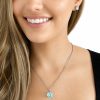 Haute Couture Composers Collection Round 17 Carat Centurion Cut Aquamarine-Hued Pendant on Sterling 1.5mm Adjustable Diamond Cut Wheat Chain
