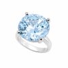 Haute Couture Composers Collection Sterling Silver 17 Carat Centurion Cut Aquamarine-Hued Round Solitaire 4 Prong Ring | Bling By Wilkening | Jewelry-Exposures International Gallery of Fine Art - Sedona AZ