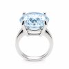 Haute Couture Composers Collection Sterling Silver 17 Carat Centurion Cut Aquamarine-Hued Round Solitaire 4 Prong Ring | Bling By Wilkening | Jewelry-Exposures International Gallery of Fine Art - Sedona AZ