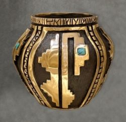 Turquoise Pot - EG101 | Fred Ortiz | Sculpture-Exposures International Gallery of Fine Art - Sedona AZ