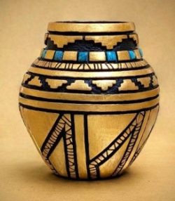 Turquoise Pot - EG102 | Fred Ortiz | Sculpture-Exposures International Gallery of Fine Art - Sedona AZ