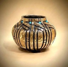 Turquoise Pot - EG103 | Fred Ortiz | Sculpture-Exposures International Gallery of Fine Art - Sedona AZ