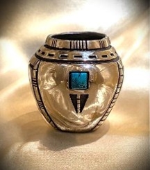 Turquoise Pot - EG105 | Fred Ortiz | Sculpture-Exposures International Gallery of Fine Art - Sedona AZ