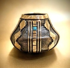 Turquoise Pot - EG106 | Fred Ortiz | Sculpture-Exposures International Gallery of Fine Art - Sedona AZ