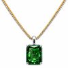 Haute Couture Composers Collection Radiant Crushed Ice Cut 21 Carat Emerald-Hued Pendant on 2 Chains: Sterling and 18KPG 1.1mm Round Wheat