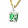 Haute Couture Composers Collection Radiant Crushed Ice Cut 21 Carat Emerald-Hued Pendant on 2 Chains: Sterling and 18KPG 1.1mm Round Wheat