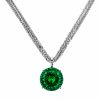 Haute Couture Composers Collection Round 17 Carat Centurion Cut Emerald-Hued Pendant on 2 Sterling 1.5mm Adjustable Diamond Cut Wheat Chains
