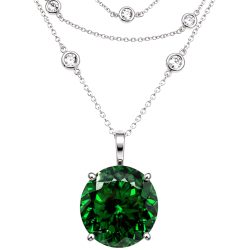 Haute Couture Composers Collection Round 17 Carat Centurion Cut Emerald-Hued Pendant on Sterling 6-in-1 Necklace