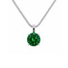 Haute Couture Composers Collection Round 2 Carat Centurion Cut Emerald-Hued Pendant on Sterling 1.2mm Diamond Cut Wheat Chain