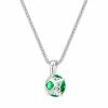 Haute Couture Composers Collection Round 2 Carat Centurion Cut Emerald-Hued Pendant on Sterling 1.2mm Diamond Cut Wheat Chain