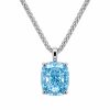 Haute Couture Composers Collection Elongated Crushed Ice Cut 11 Carat Fancy Light Blue Pendant on Sterling 1.1mm Round Wheat Chain | Bling By Wilkening | Jewelry-Exposures International Gallery of Fine Art - Sedona AZ