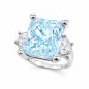 Haute Couture Composers Collection Radiant Crushed Ice Cut 12 Carat Light Aquamarine-Hued Ring with White Half Moon Accents | Bling By Wilkening | Jewelry-Exposures International Gallery of Fine Art - Sedona AZ