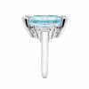 Haute Couture Composers Collection Radiant Crushed Ice Cut 12 Carat Light Aquamarine-Hued Ring with White Half Moon Accents | Bling By Wilkening | Jewelry-Exposures International Gallery of Fine Art - Sedona AZ